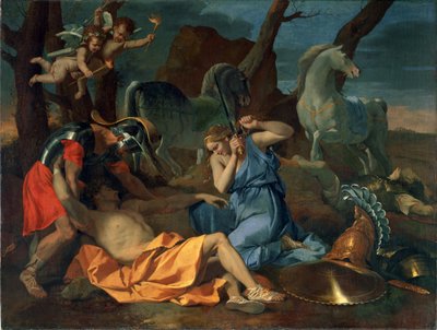 Tancred en Erminia, c.1635 door Nicolas Poussin